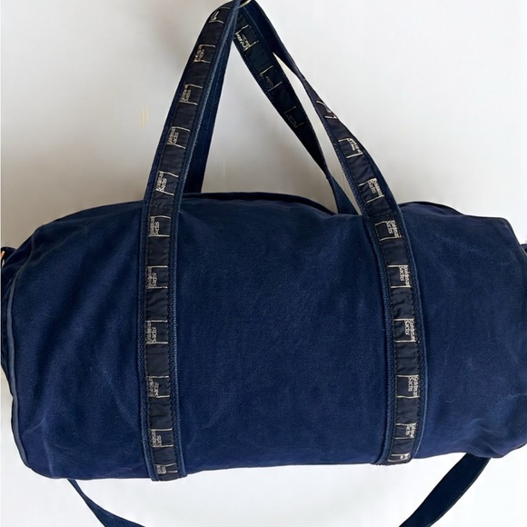 Vintage Navy Blue Goldman Sachs/Scarborough Tweed Duffel Bag